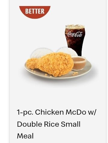 1 PC CHICKEN MCDO WITH DOUBLE RICE MEAL 1 PC CHICKEN MCDO WITH DOUBLE RICE MEAL